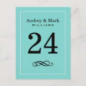 Elegant Aqua Blue Monogram Wedding Tischnummer (Vorderseite)