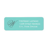 Elegant Aqua Blue Script Monogram Rücksendeadresse (Vorne)