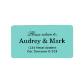 Elegant Aqua Blue Wedding Monogram Rücksendeadress Adressaufkleber (Vorne)