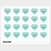 Elegant Aqua Custom Wedding Monogram Vielen Dank Herz-Aufkleber (Blatt)