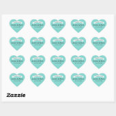 Elegant Aqua Custom Wedding Monogram Vielen Dank Herz-Aufkleber (Blatt)