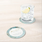 ELEGANT AQUA DUSKY BLAUE GOLD AGATE BRAUTPARTY RUNDER PAPPUNTERSETZER (Vor Ort)