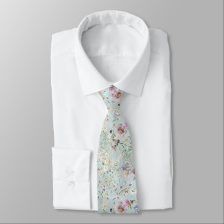 Elegant Aqua Floral Wedding Necktie Krawatte