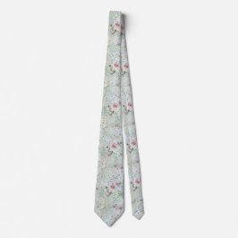 Elegant Aqua Floral Wedding Necktie Krawatte