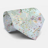 Elegant Aqua Floral Wedding Necktie Krawatte (Gerollt)