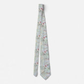 Elegant Aqua Floral Wedding Necktie Krawatte (Rückseite)