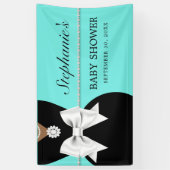 Elegant Aqua Glam Ethnic Tiffany Theme Baby Shower Banner (Vertikal)