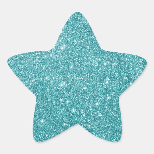 Elegant Aqua Glitzer Star Sticker (Vorderseite)