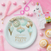 Elegant Aqua Gold Ornaments Christmas Party Pappteller (Party)