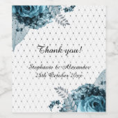 ELEGANT AQUA GREEN FLORAL NETTING WINE ETIKETT (Einzelnes Label)