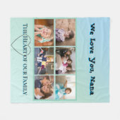Elegant Aqua Nana 6-photo Heart Collage Fleecedecke (Vorderseite (Horizontal))