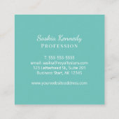 Elegant Aqua Script Beruflich Monogram Quadratische Visitenkarte (Rückseite)