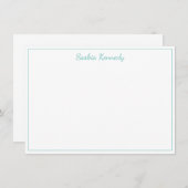 Elegant Aqua Script Border Personalisiert Mitteilungskarte (Vorne/Hinten)