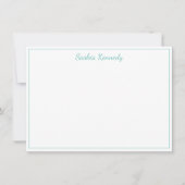 Elegant Aqua Script Border Personalisiert Mitteilungskarte (Vorderseite)