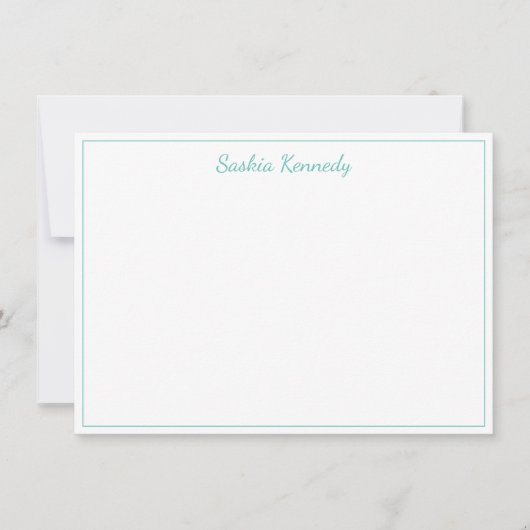 Elegant Aqua Script Border Personalisiert Mitteilungskarte (Vorderseite)
