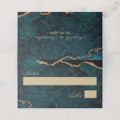 Elegant Aquamarin Aqua Agate Wedding Platzkarte (Außenseite Aufgefaltet)