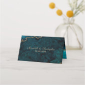 Elegant Aquamarin Aqua Agate Wedding Platzkarte (Rückseite)