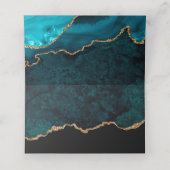 Elegant Aquamarin Aqua Agate Wedding Platzkarte (Innenseite Aufgefaltet)