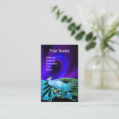 ELEGANT AQUAMARIN AQUA BLAU PEACOCK, LILA SCHWARZS VISITENKARTE (Stehend Vorderseite)