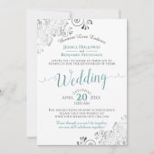 Elegant Aquamarin auf White Wedding Livestream Einladung (Vorderseite)