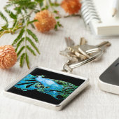 ELEGANT AQUAMARIN BLAU PEACOCK IN SCHWARZ SCHLÜSSELANHÄNGER (Seite)