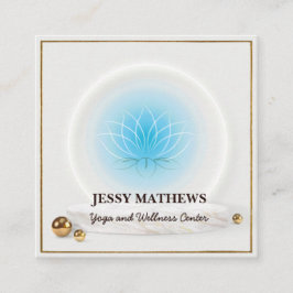 ELEGANT AQUAMARIN BLAUE LOTUS MEDITATION YOGA QUADRATISCHE VISITENKARTE