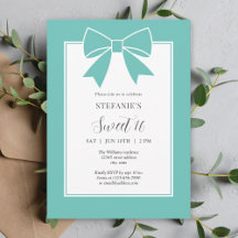 Elegant Aquamarin Blue Bow Sweet 16 Girl Birthday