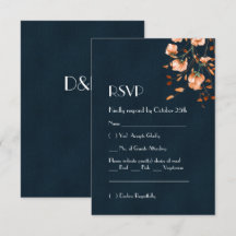 Elegant Aquamarin Blue Burnt Orange Floral