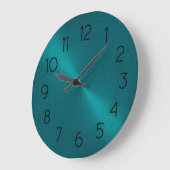 Elegant Aquamarin Blue Metallic Look Sheen Große Wanduhr (Winkel)