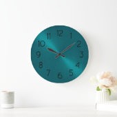 Elegant Aquamarin Blue Metallic Look Sheen Große Wanduhr (Zuhause)