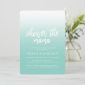 Elegant Aquamarin Blue Ombre Kinderdusche Einladun Einladung (Stehend Vorderseite)