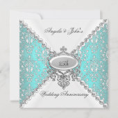 Elegant Aquamarin Blue White 25. Hochzeitstag Einladung (Vorderseite)
