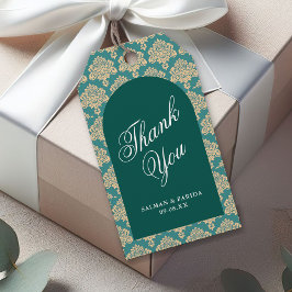 Elegant Aquamarin Damask Arch Wedding Vielen Dank Geschenkanhänger