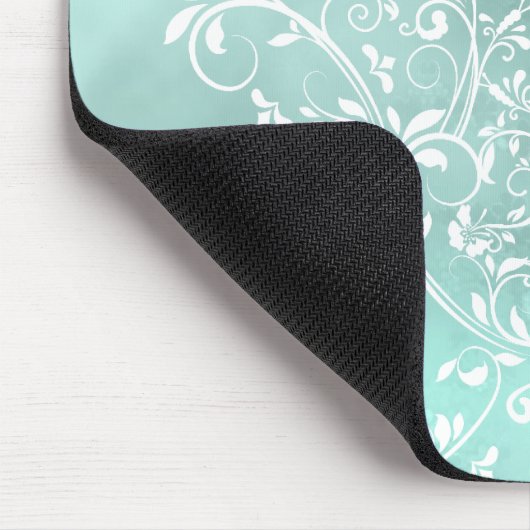 Elegant Aquamarin Damask Mousepad (Ecke)
