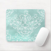 Elegant Aquamarin Damask Mousepad (Mit Mouse)