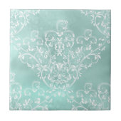 Elegant Aquamarin Damask Tile Fliese (Vorderseite)