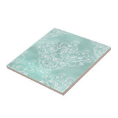 Elegant Aquamarin Damask Tile Fliese (Seite)