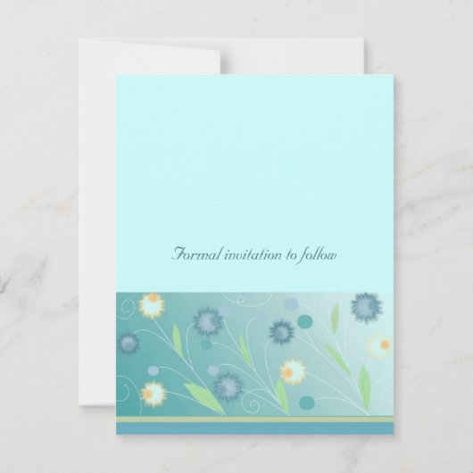 Elegant Aquamarin floral Save the Date (Rückseite)
