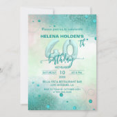 Elegant Aquamarin Foil Balloons 40. Geburtstag Einladung (Vorderseite)