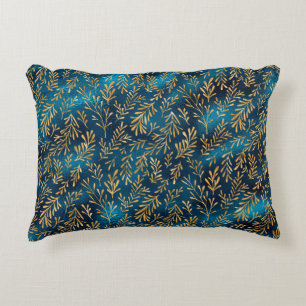 Elegant Aquamarin Gold Floral Metallic Stilvoll H Dekokissen