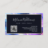 Elegant Aquamarin Gold Marble Agate Geode QRCode L Visitenkarte (Rückseite)