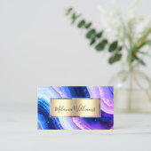 Elegant Aquamarin Gold Marble Agate Geode QRCode L Visitenkarte (Stehend Vorderseite)