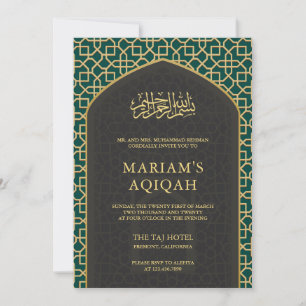 Elegant Aquamarin Gray Gold Islamischer Mihrab Aqi Einladung