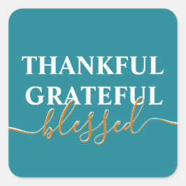 Elegant aquamarin grün dankbar dankbar gesegnet quadratischer aufkleber