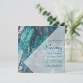 Elegant Aquamarin grünes Marmor Geometrische Hochz Einladung (Stehend Vorderseite)
