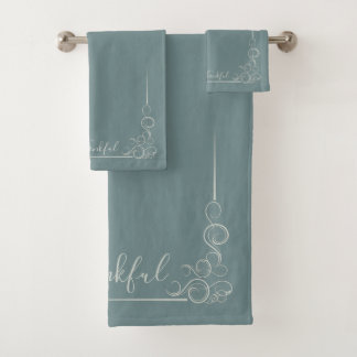 Elegant Aquamarin mit Gray Cashmere Dankbar Badhandtuch Set