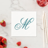 Elegant Aquamarin Monogram Initial Serviette (Beispiel)
