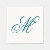 Elegant Aquamarin Monogram Initial Serviette (Vorderseite)