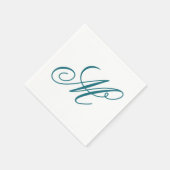 Elegant Aquamarin Monogram Initial Serviette (Ecke)