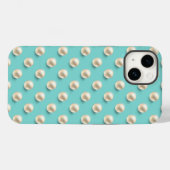 Elegant Aquamarin & Pearls iPhone Case (Rückseite (Horizontal))